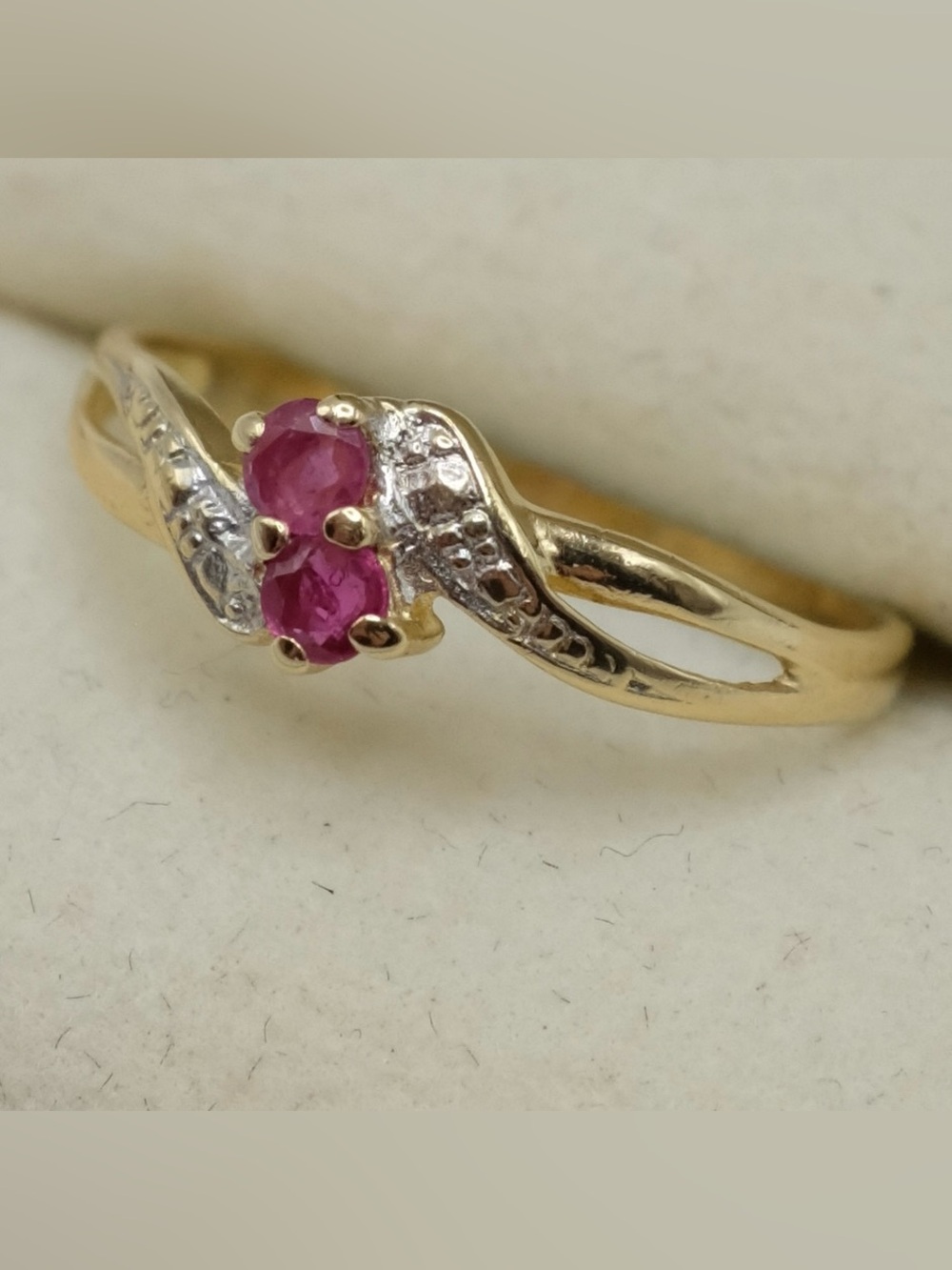 Antique Edwardian 18k Yellow Gold Toi et Moi Ruby Ring